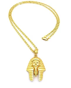 König Tut Pharao Mikro Anhänger mit 3mm 24" Marina Kette Mode Halskette FMMP6GC - Bild 1 von 7
