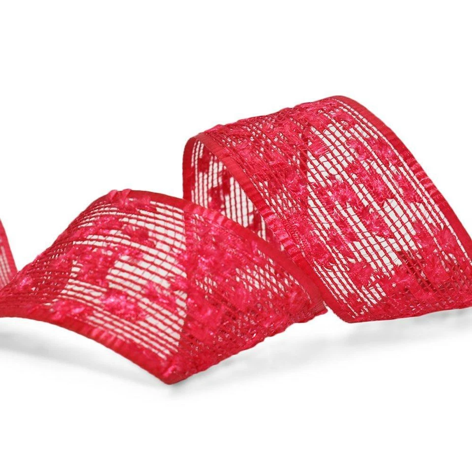 25 Yard Spool Shocking Pink Macrame Mesh Ribbon 1 1/2"W - Image 1 of 1