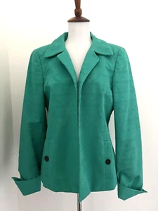 Nina McLemore Kelly Green Open Blazer Jacket Sz 8 100% Cotton, Lining 100% Silk - Picture 1 of 9