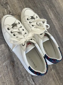 COACH Porter Floral Women's Sneakers Lace Up White Leather Casual Size US 8.5 - Picture 1 of 19