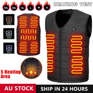 Electric Vest Heated Jacket USB Thermal Warm Heat Pad Winter Body Warmer Unisex - Picture 1 of 17