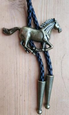 ANCIENT BRONZE HORSE MUSTANG ANIMAL RODEO COWBOY BOLOTIE WESTERN BOLO TIE - Image 1 of 3
