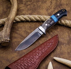 AB CUTLERY CUSTOM HANDMADE STEEL D2 SKINNER KNIFE HANDLE BY STEEL CLIP AND WOLF - Picture 1 of 7