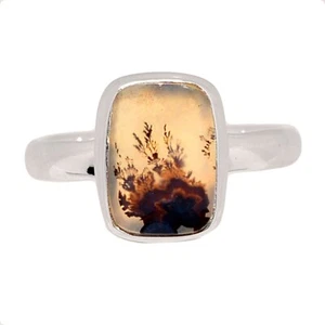 Natural Scenic Dendritic Agate 925 Sterling Silver Ring Jewelry s.6.5 CR71568 - Picture 1 of 1