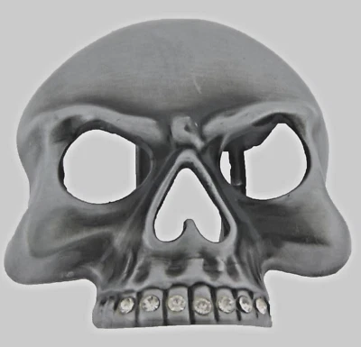 Fivela de cinto caveira masculina esqueleto de metal strass fantasia de Halloween novo pirata - Imagem 1 de 4