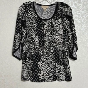 Blusa Diana Belle Negra y Blanca Estampado Animal Top Lunares Manga 3/4 Elastizada S - Imagen 1 de 4