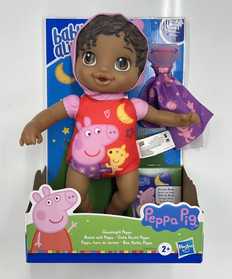 Baby Alive Goodnight Peppa Doll, Peppa Pig Toy, Black Hair, With Book, Paci - Image 1 of 4
