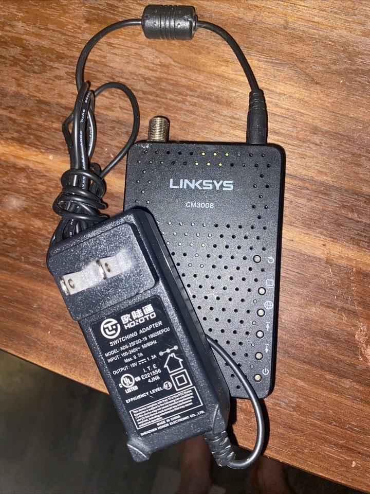Linksys CM3008 cable modem DOCSIS 3.0 8x4 with power cord - Image 1 of 1