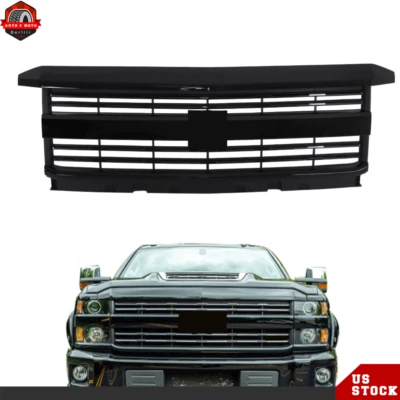 For Chevy Silverado 2500HD 3500HD 2015-2019 Front Upper Grill Grille Gloss Black - Image 1 of 4