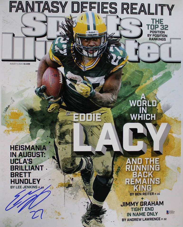 Foto autografiada/firmada de Eddie Lacy de los Green Bay Packers 16x20 BAS 29139 Foto 1 de 1