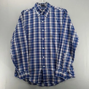 Gant Shirt Mens M Blue White Foxhunt Plaid Long Sleeve Pocket Button Down - Picture 1 of 9