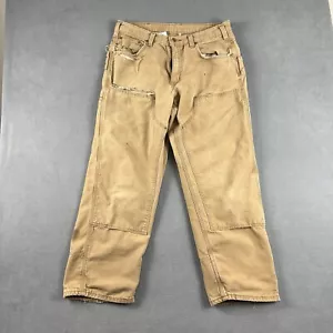 Carhartt Pants Mens 35X30 Beige Double Knee Dungaree Outdoor Workwear Jeans - Picture 1 of 15