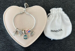 Pandora snake chain bracelet with 5 Pandora charms