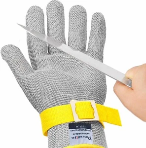 Guanto resistente al taglio livello 9 rete in acciaio inox per affettare carne da macellaio, confezione da 1 - Foto 1 di 10