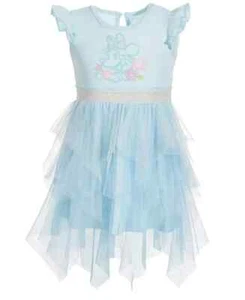 Disney Minnie Mouse Tutu Dress Little Girls' 4 Blue Flutter Sleeves Round Neck - Picture 1 of 13