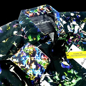 Robert Graham Stickerei geometrisch auffällig schwarz Camouflage Schlag Sport Shirt Large $ 299 - Bild 1 von 14