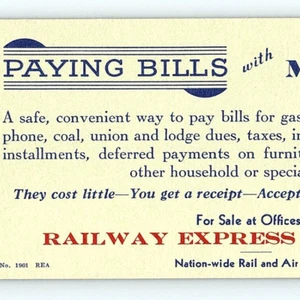 c.1940 Railway Express Agency Ad Ink Setter giros postales servicio aéreo pagos - Imagen 1 de 3