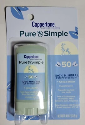 Coppertone * Puro y simple * FPS 50 * Protector solar mineral en barra óxido de zinc 0,49 oz Foto 1 de 2