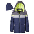 Boys Jacket Size 4T Toddler Boys Color Blocked Puffer Jacket with Fleece Hat Set