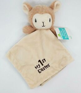 MTY Int LAMB Baby Lovey Rattle & Security Blanket Tan My 1st Easter Satin B73