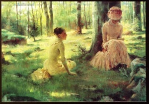 Under the Birches de A Edelfelt. Postal vintage de la sociedad Medici (PC2176) - Imagen 1 de 2
