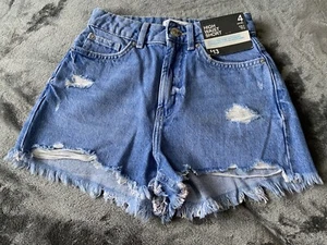 PRIMARK - DENIM CO Blue denim High Waist Shorts Size 4 UK BNWT - Picture 1 of 7