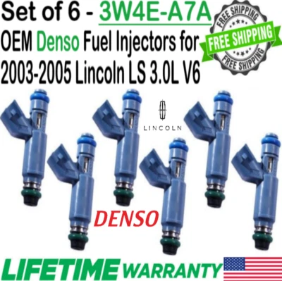 Genuine Denso 6 Pieces Fuel Injectors for 2003, 2004, 2005 Lincoln LS 3.0L V6 Foto 1 de 3