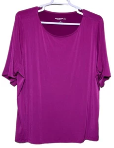 Susan Graver Essentials Liquid Knit Short Sleeve Top Women’s 3X Purple - Picture 1 of 5
