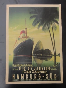 Altes Werbeplakat Schiffsplakat Hamburg-SÜD RiO DE JANEIRO - Bild 1 von 9