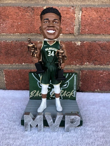 Giannis Antetokounmpo Milwaukee Bucks 2X MVP Trophy Back to Back Bobblehead FOCO Cover