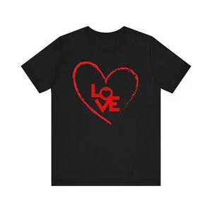 Love Tee, Valentine Tee Shirt, Heart Gift, Valentines Day Shirt, Heart Tee Shirt - Picture 1 of 17