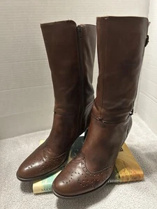 Nicole Brown Leather Heeled Boots For Women Brazil 7.5 M Western Flair Brazil - Picture 1 of 8