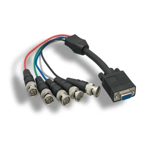 Adaptador de video Kentek 1 ft VGA HD15 hembra a 5BNC macho 24 AWG TV PC monitor negro - Imagen 1 de 1