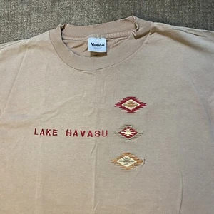VTG Lake Havasu Navajo T Shirt Mens XL Single Stitch Embroidered Tan Beige USA - Bild 1 von 10