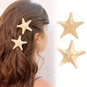 Elegante juego de 2 pinzas para el cabello de resina inspirada en el océano con pasador de estrella de mar - Imagen 1 de 2