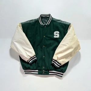 Chaqueta de bombardero Steve & Barry’s Michigan State mezcla de lana universidad talla XL - Imagen 1 de 12