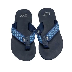 Vineyard Vines Youth Size 2 Whale Classic Flip Flops Shoes Blue Girls Boys Kids - Picture 1 of 5