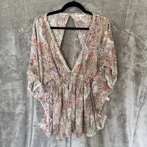 Victoria’s Secret Boho Paisley Caftan Swim Cover Up Top Large Kimono Beach - Picture 1 of 9