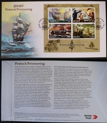 Jersey Stamps "Pirates and Privateering" 4 Stamp M/S First Day Cover 2014 - Image 1 of 3