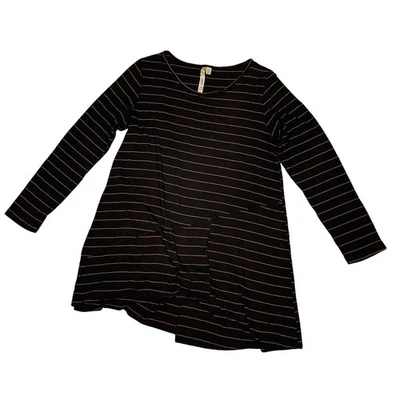 Cómodo Top a Rayas EE. UU. Marrón Talla Pequeña Asimétrico Informal Foto 1 de 4