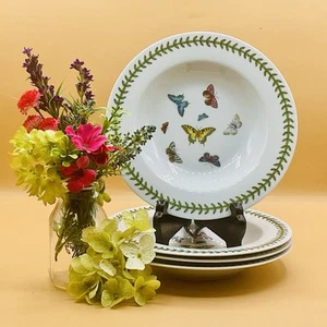 Portmeirion Studio Botanic Garden Butterfly Laurel Rim Soup Bowls 8” Set Of 4* - Picture 1 of 7
