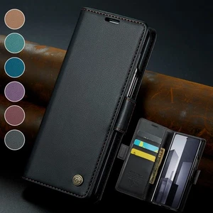 Magnetic Card Wallet Case Leather Flip Cover for Samsung Galaxy Z Fold 5/6/7 - Picture 1 of 43