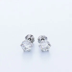 1 CTW G SI2 Round Cut Natural Certified Diamonds 14k Gold Classic Stud Earrings - Picture 1 of 9