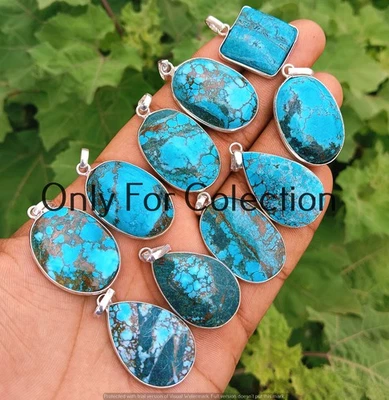 Turquoise Gemstone 925 Sterling Silver Plated Pendant Lot Winter Jewelry - Image 1 of 2