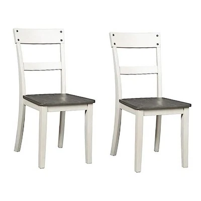  Nelling Modern Farmhouse 18" Weathered Dining Chair, Set of 2 & Dark White - Image 1 of 4
