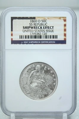 1860-O Seated Liberty Half Dollar 50C SS Republic Shipwreck NGC Genuine #2120 - Image 1 of 4