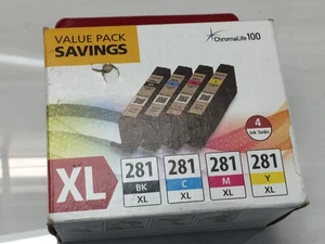 Pack de 4 cartouches d'encre Canon CLI-281 XL (BK/C/M/Y) - ChromaLife 100 Value Pack - Photo 1/2