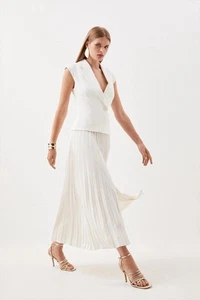 Karen Millen Compact Stretch Soft Skirt Tailored Midi Dress UK10/M, RRP £239 - Picture 1 of 12