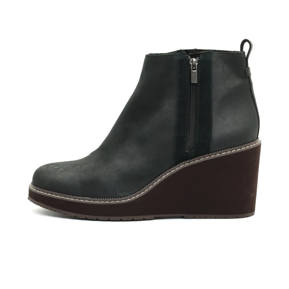 TOMS Damen Stiefelette Leder Keilabsatz Schwarz Classic Stiefeletten EU 43.5 - Bild 1 von 4