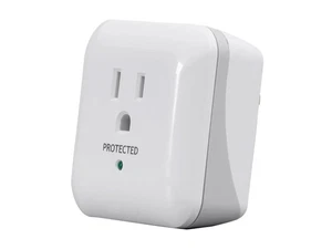 1 Outlet Surge Protector with End of Service Alarm, 900 Joules, White - Picture 1 of 6